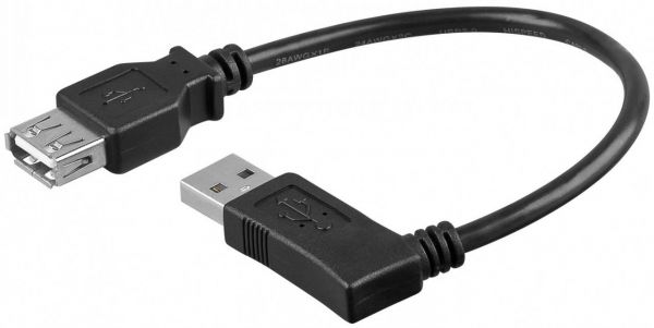 USB 2.0 Hi-Speed Verlängerungskabel 90°R 0,3m